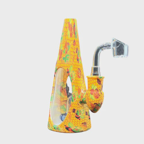 Silicone Water Pipe With Glass Base - 6.3 Inches