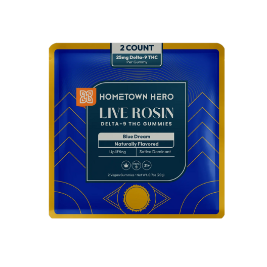 Hometown Hero- 250mg Delta 9 Live Rosin Gummies (25mg each)