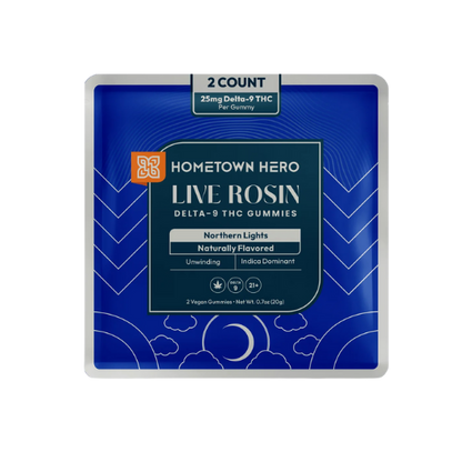 Hometown Hero- 250mg Delta 9 Live Rosin Gummies (25mg each)