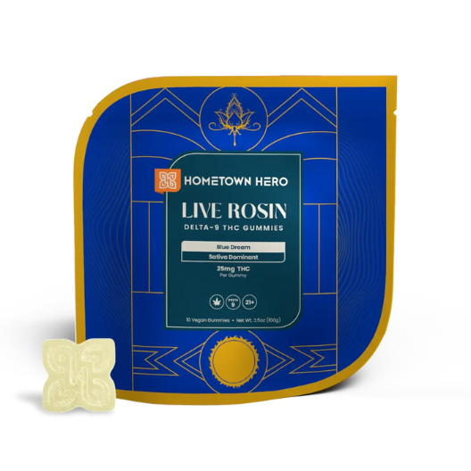 Hometown Hero- 250mg Delta 9 Live Rosin Gummies (25mg each)