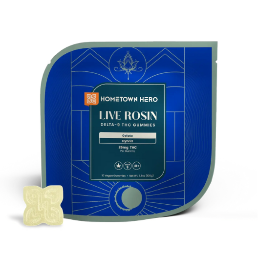 Hometown Hero- 250mg Delta 9 Live Rosin Gummies (25mg each)