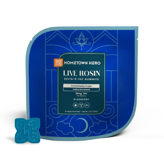Hometown Hero- 250mg Delta 9 Live Rosin Gummies (25mg each)